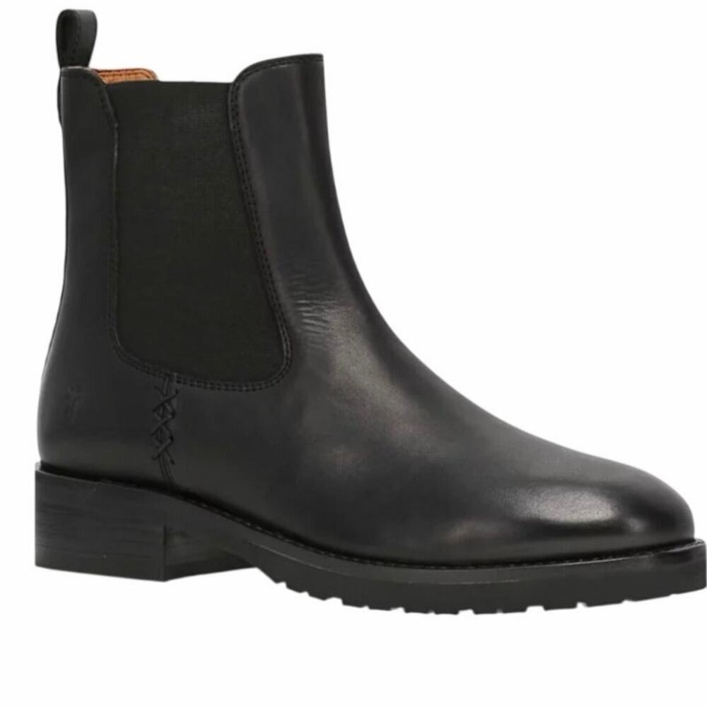 Frye Black Leather Chelsea Heeled Boots